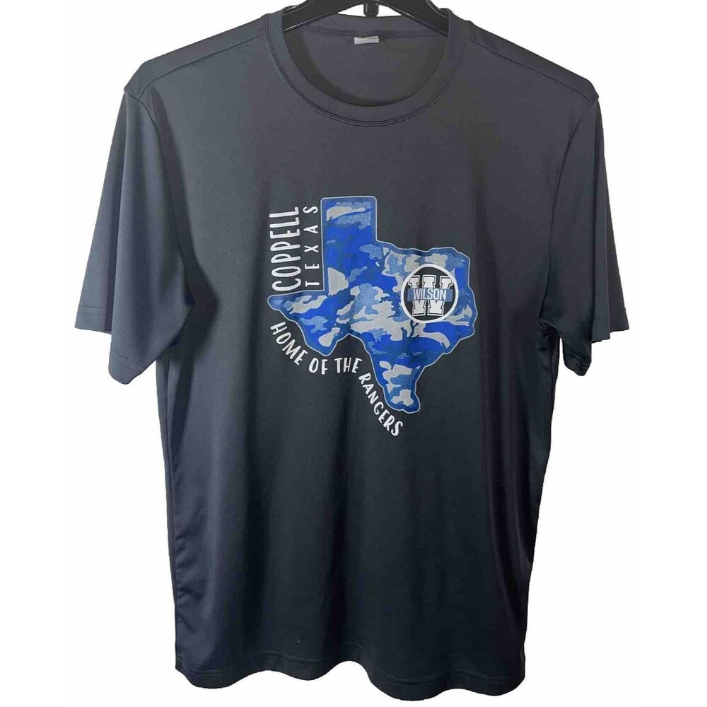 Sport Tek Gray Graphic Men’s T-shirt Wilson Coppell Texas Home Of The Rangers L